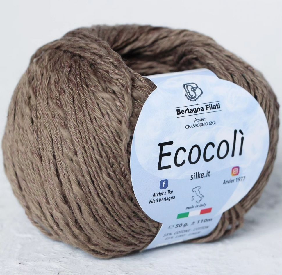 Пряжа фламе Ecocoli Bertagna Filati цвет 803 ореховый, 10шт*(110м/50г), 55% хлопок 45% лен  #1