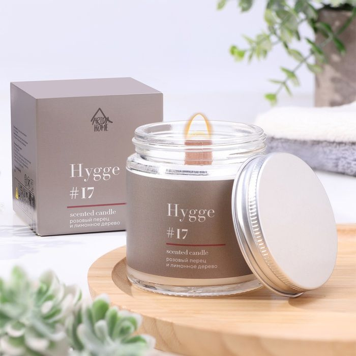 Аромасвеча Arida Home "Hygge" #17, Розовый перец и лимонное дерево, соевый воск, в банке, 90 г (АР 100-631) #1