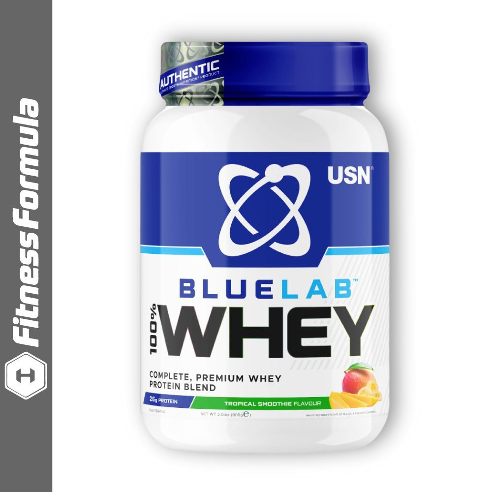 USN Blue Lab Whey, 908 гр, Тропический смузи, Сывороточный протеин для набора мышечной массы, поднятие #1