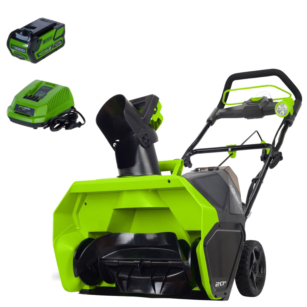 Снегоуборщик аккумуляторный GreenWorks GD40ST 51 см 40В ЗУ в комплекте  #1