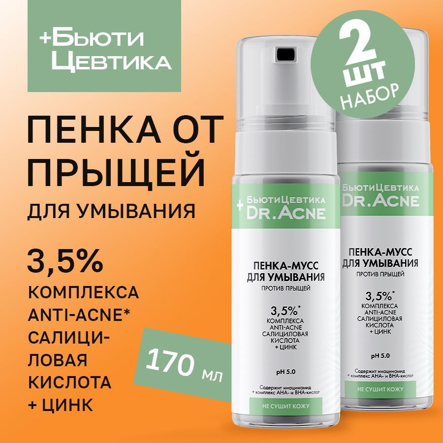 БьютиЦевтика Пенка для умывания лица с комплексом ANTI-ACNE Очищение кожи и уменьшение количество прыщей #1