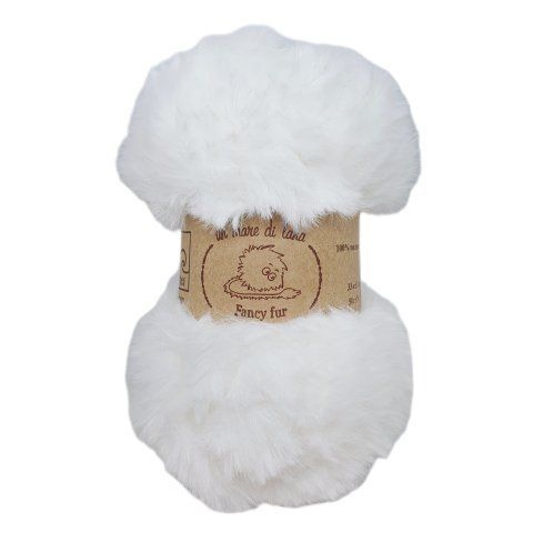 Пряжа Fancy Fur Wool Sea (Цвет 1000 - Яркий белый), 50г, 33м, 100% полиэстер (1 моток)  #1