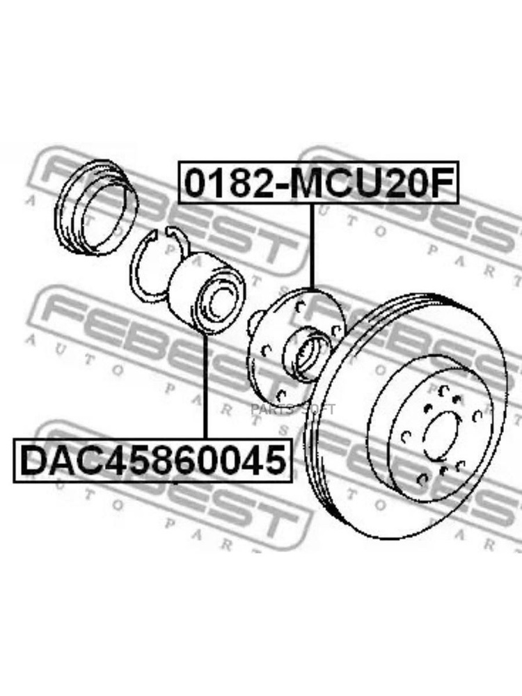 Подшипник ступицы передней 45X86X45 FEBEST DAC45860045 #1