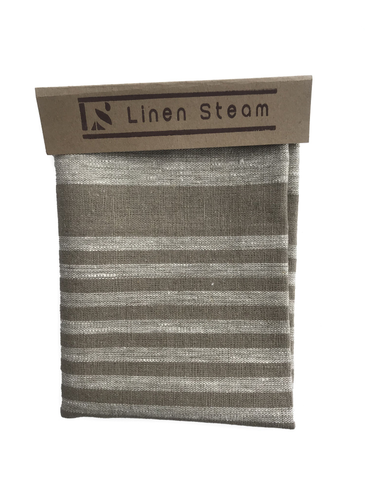 Простыня для бани Linen Steam Капучино 50х160 см, лен, полоски, бежевая LS-CAP-02-50160  #1