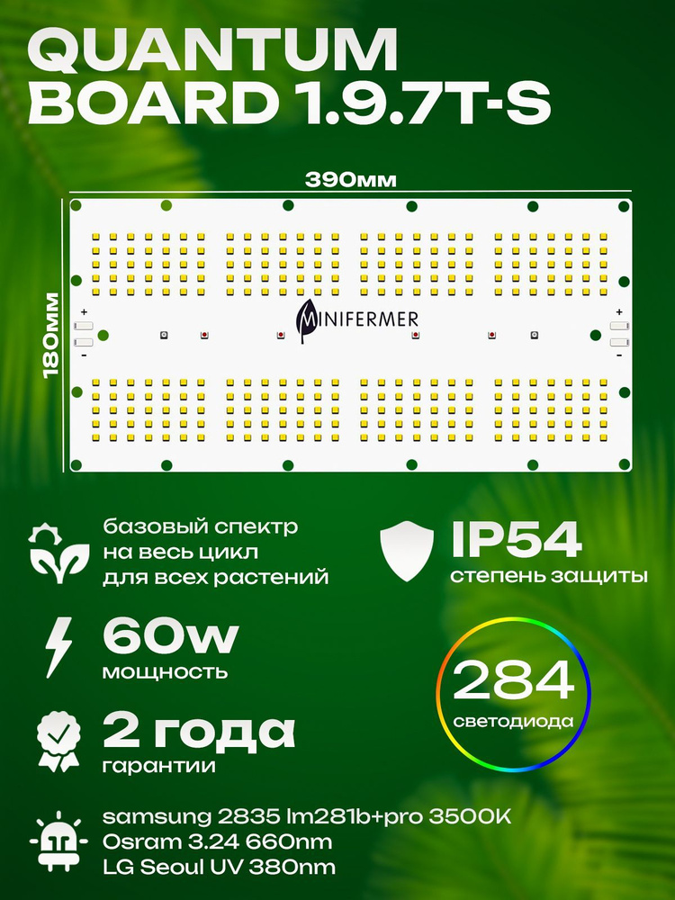 1.9.7 Turbo-S Садовая фитолампа quantum board для растений, цветов и рассады с пластиковым драйвером #1