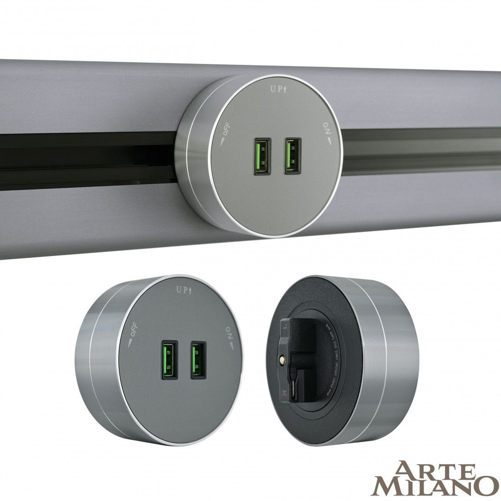 Трековая розетка Arte Milano Am-track-sockets 380011TS/USBx2 Grey #1