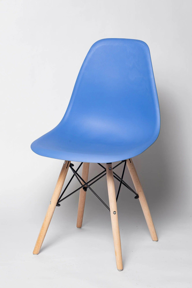 Стул для кухни Eames, стул обеденный, пластиковый, SC - 001 голубой, пластиковый, со спинкой  #1