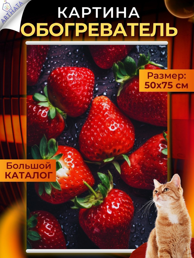 Инфракрасный Обогреватель картина на стену Клубника 50х75см  #1