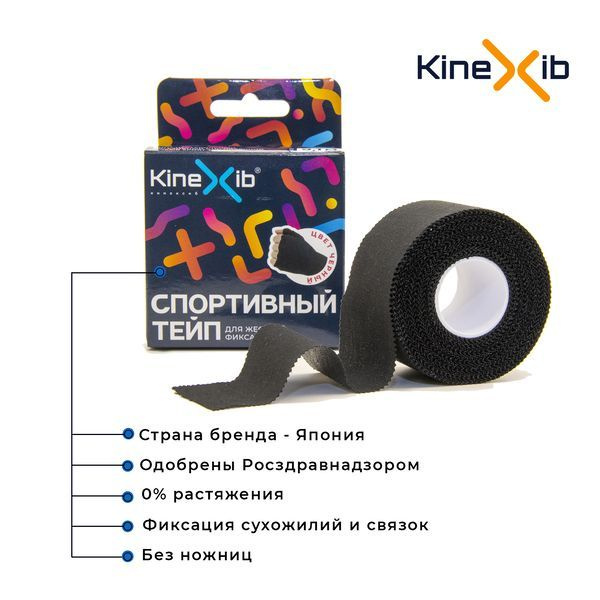 Тейп спортивный Кинексиб Kinexib 9,1м*3,8см черный #1