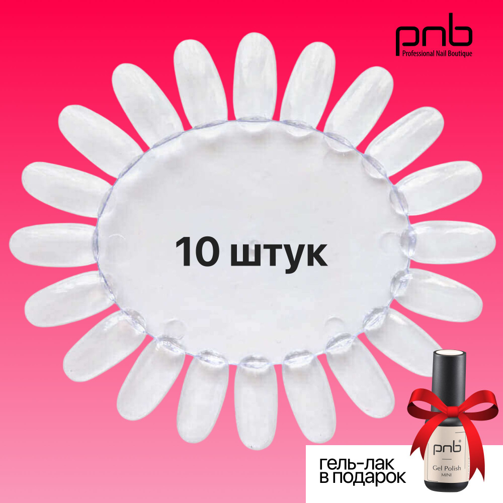 Палитра для гель лаков, типсы прозрачные овальные PNB, 200 шт  #1