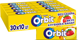 Жевательная резинка Orbit Клубника-банан, без сахара, 30 пачек по 13.6 г Акции