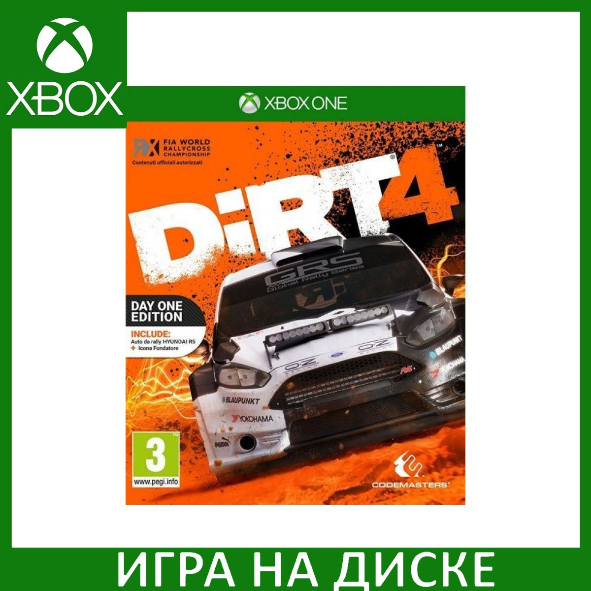 Диск с Игрой DiRT 4 Day One Edition (Издание первого дня) (Xbox One). Новый лицензионный запечатанный диск.