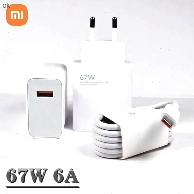 МобильныйтелефонXiaomiсбыстройзарядкойпокабелю,сетевоезарядноеустройствомощностью67Вт1