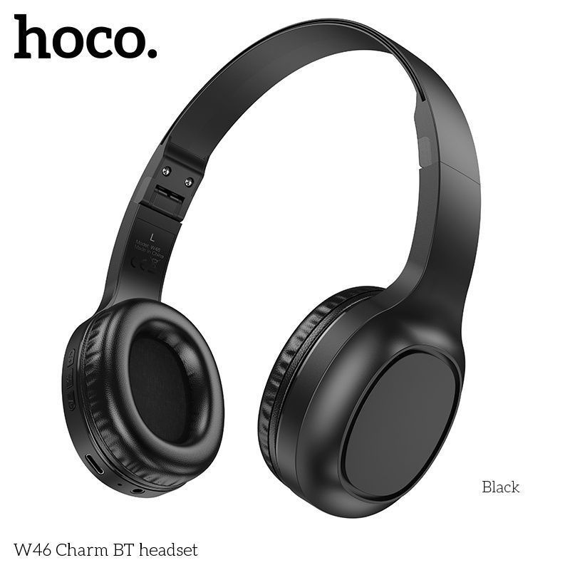 hoco Наушники с микрофоном W46, Bluetooth, USB Type-C, черный #1