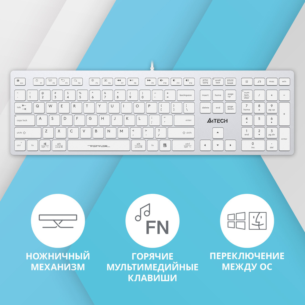 Клавиатура A4Tech Fstyler FX50 белый USB slim Multimedia #1