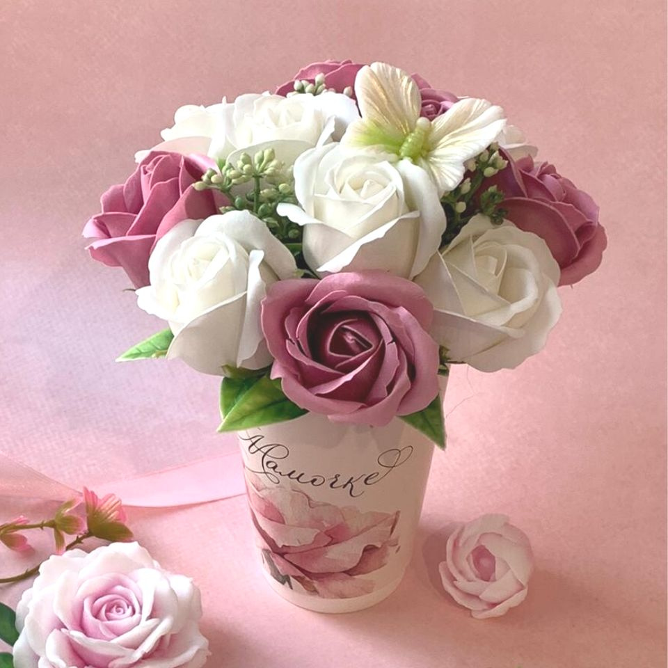 Букет из мыльных роз, цветы из мыльной пены, подарок на 14 февраля, день рождения, 8 марта  #1