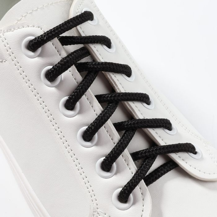 Шнурки для обуви, круглые, d - 4 мм, 80 см, фасовка 25 шт, цвет чёрный  #1