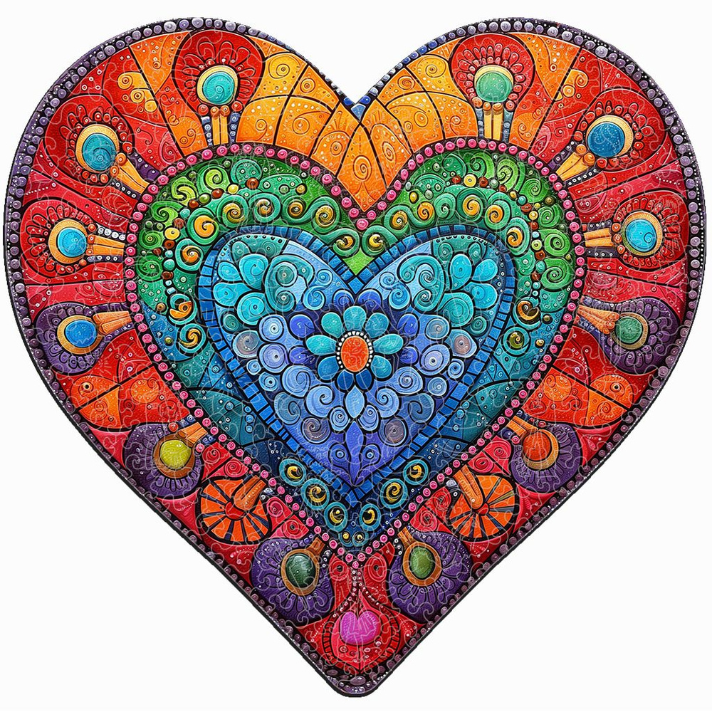 Деревянный пазл "Мандала Сердце" из коллекции про любовь, 29х28см, 267 деталей / Фигурный / Подарок для #1