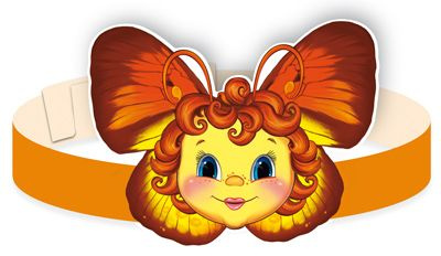 Маска-ободок "Бабочка жёлтая" картонная, для детского сада  #1
