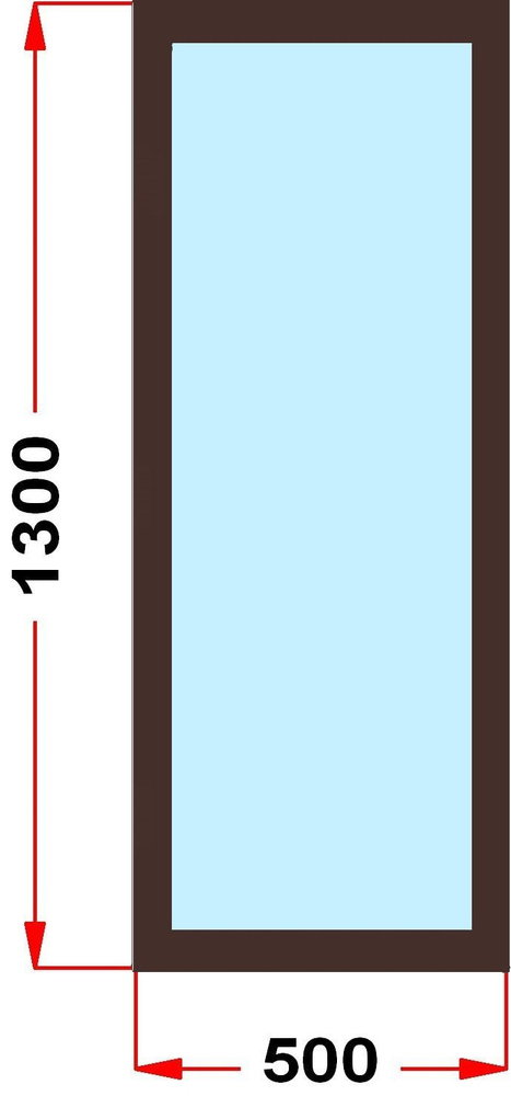 Окно из профиля Grunder 60 мм (1300 x 500) , не открывающееся, стеклопакет 3 стекла, темно-коричневое #1