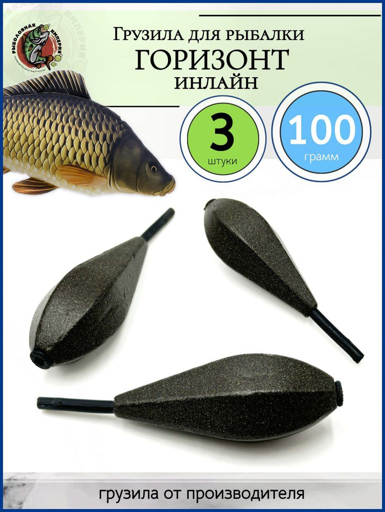 Карповый груз для рыбалки "Горизонт In Line" 100 грамм, 3 штуки  #1