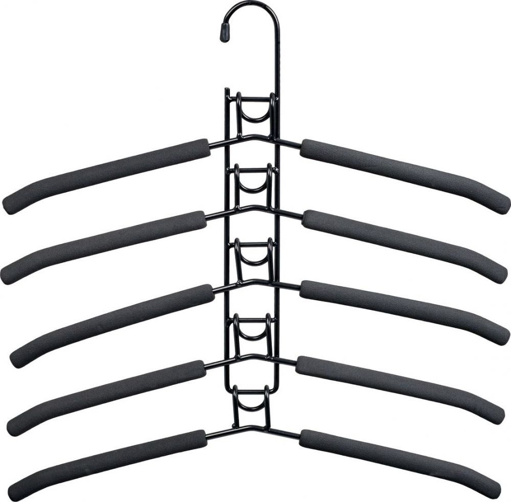 Вешалка-трансформер для одежды 5 в 1, 38x40, ГИНГО, металл, пена, чёрная Bradex TD 0722  #1