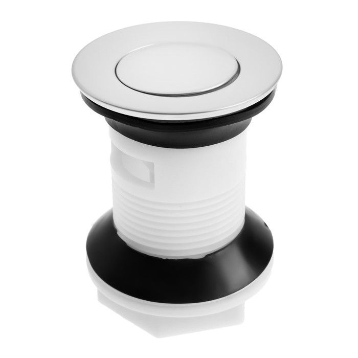 Донный клапан Zein BP3, корпус пластик, малая кнопка, нержавеющая сталь, с переливом  #1