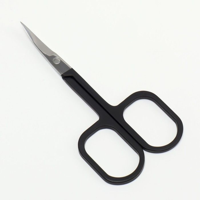 Ножницы маникюрные, узкие, загнутые, с прорезиненными ручками, 9 см, цвет серебристый/чёрный  #1