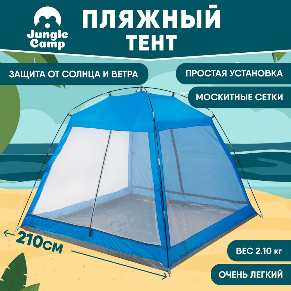 Тент пляжный / тент от солнца Jungle Camp Malibu Beach, цвет синий/серый  #1