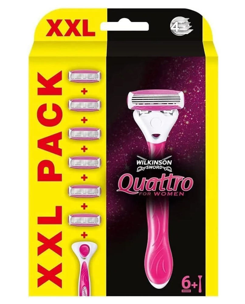 Бритвенный женский станок Wilkinson Sword Quattro for Women + сменные кассеты 6 шт.  #1