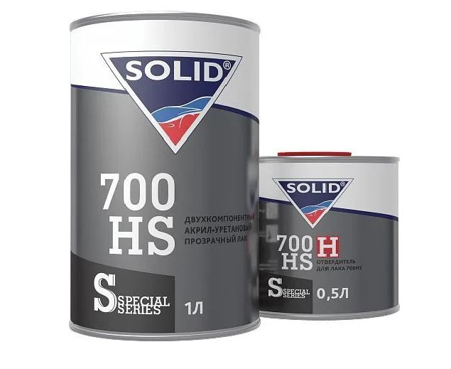 Лак акриловый прозрачный SOLID 700 HS 2+1, 1л +0,5 отвердитель, комплект  #1