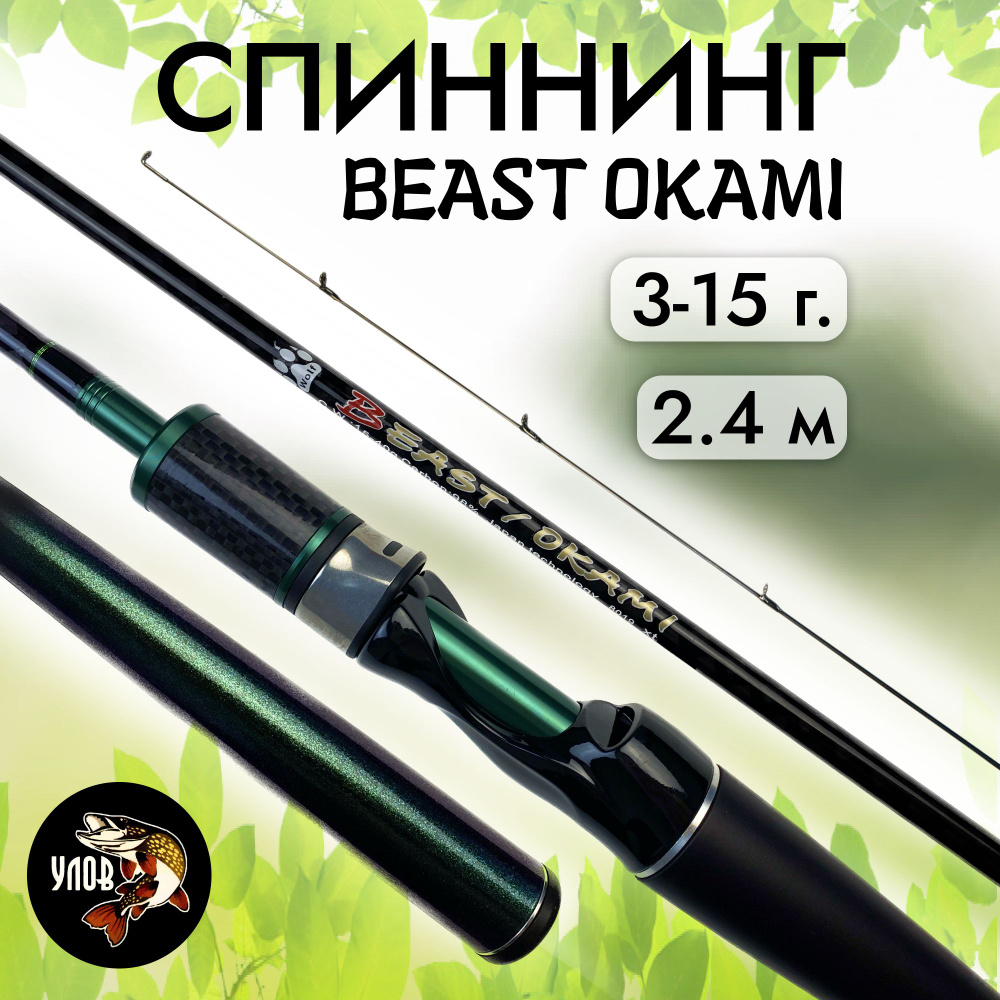 Спиннинг "BEAST OKAMI" штекерный в чехле, тест 3-15 г., хамелеон 2.4 м  #1