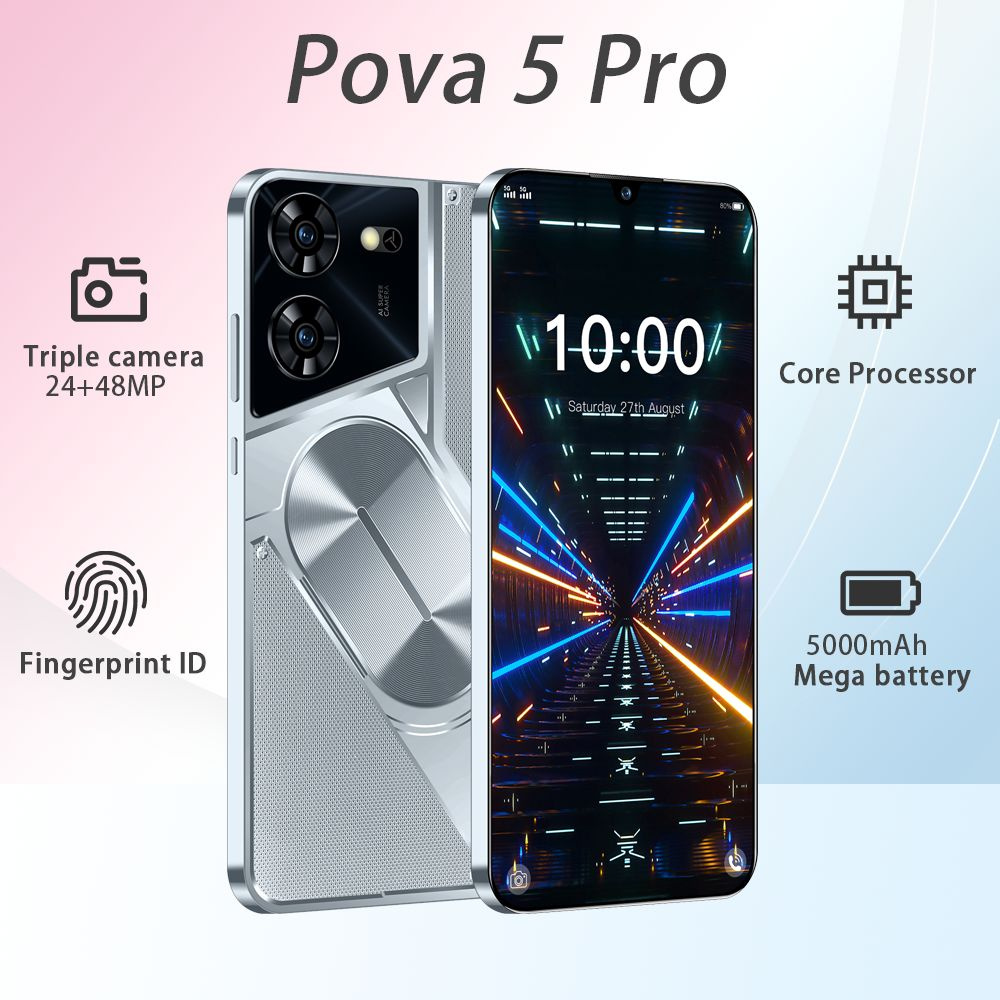 Смартфон Смартфон Игровой телефон Pova 5 Pro HD Ultimate Edition с 6.8-дюймовым большим экраном, сетью #1