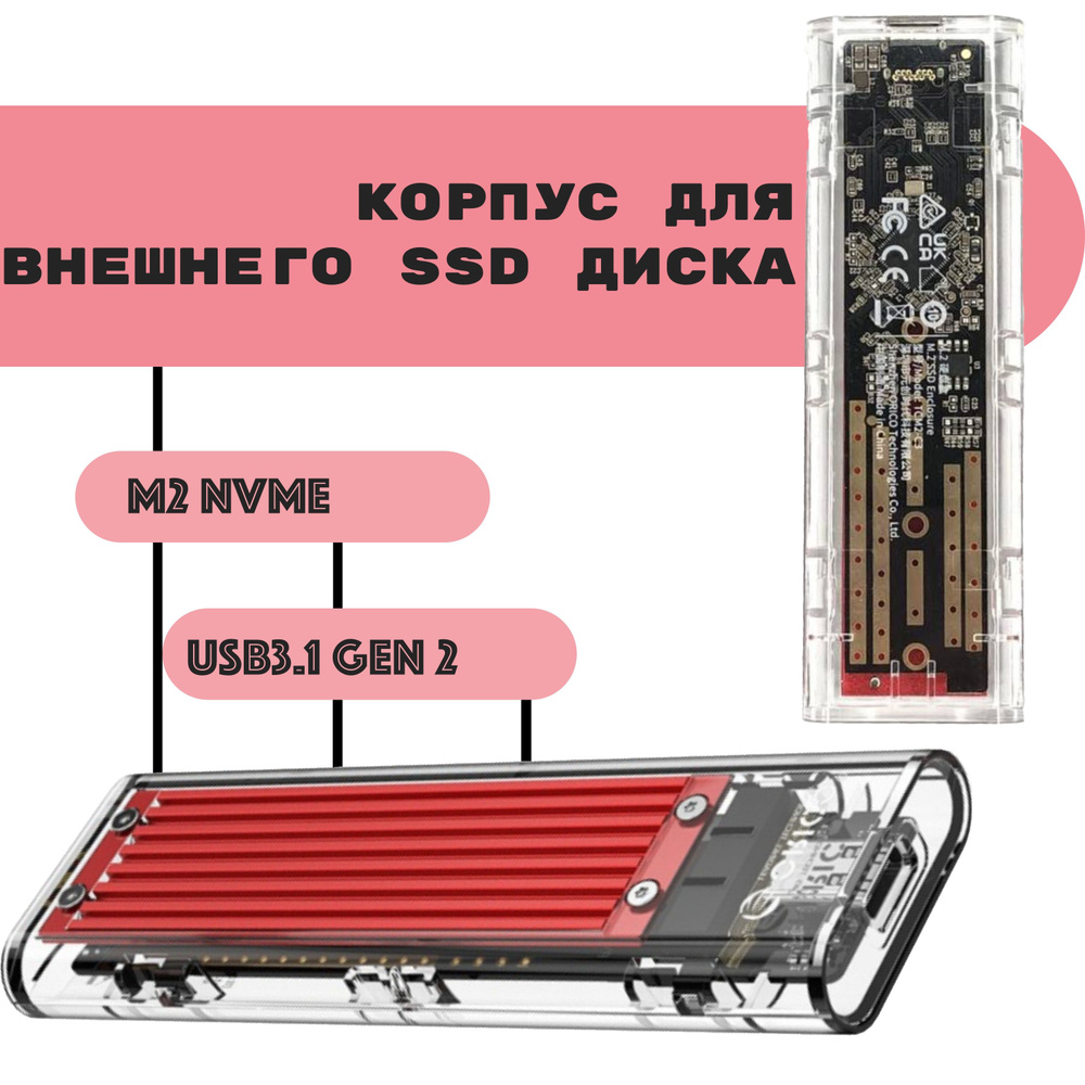 Корпус для внешнего ssd диска M.2 NVME USB3.1 gen 2 #1