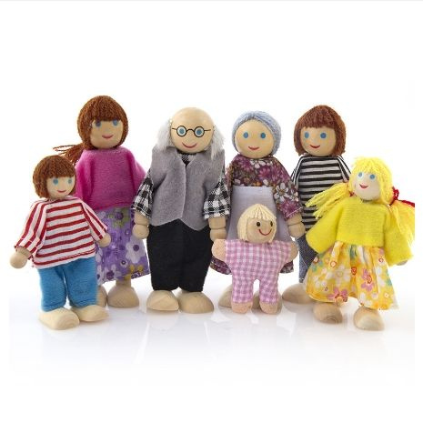 Набор деревянных мини кукол Семья, для кукольного театра 6 шт в коробке  #1