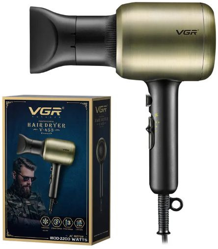 VGR Фен для волос Фен для волос VGR V-453 2200 Вт, скоростей 2, кол-во насадок 1, бронза  #1