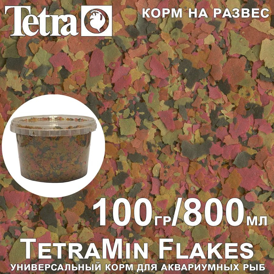 TetraMin Flakes (100гр) универсальный сухой корм для аквариумных рыб  #1