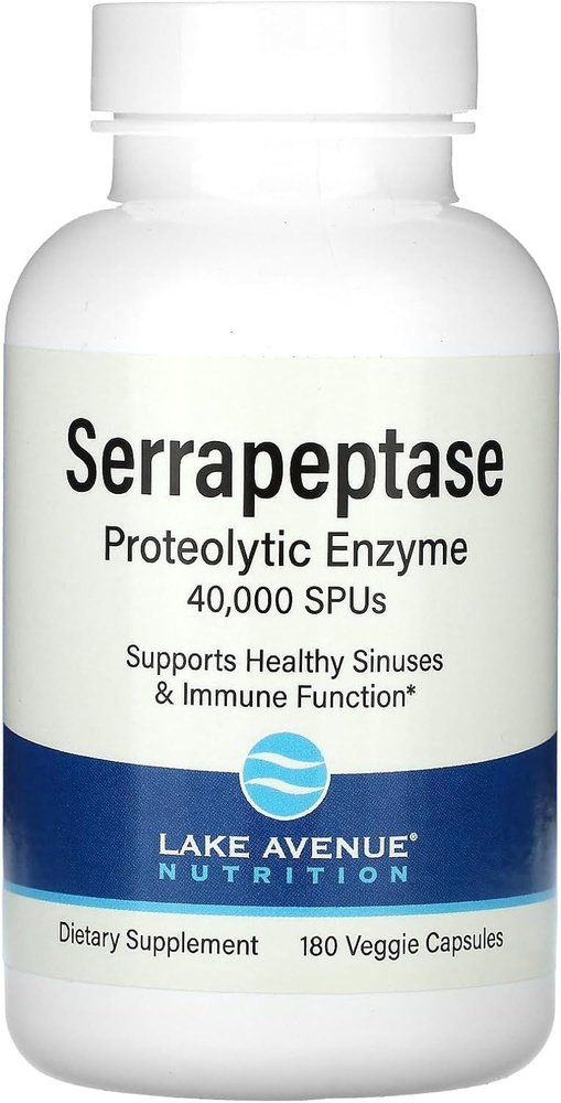 Lake Avenue Nutrition, serrapeptase / протеолитический фермент серрапептаза 40 000 SPU, 180 растительных #1