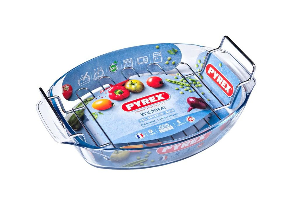 Форма для запекания Pyrex Irresistible овальная с решеткой 4.2л 40 х 28см, 39 х 27см  #1