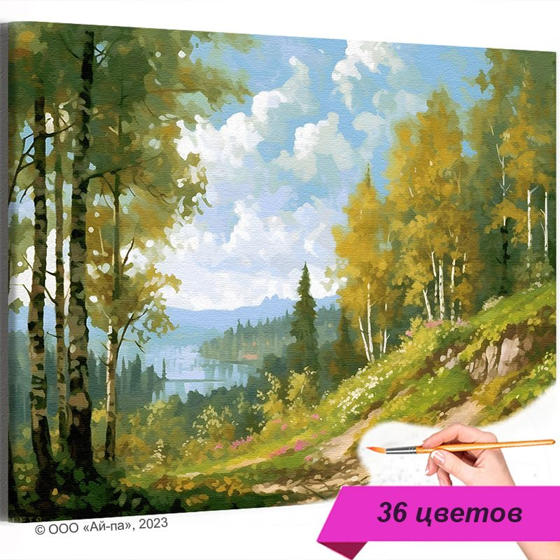 Картина по номерам 'Природа летом Река Лес Небо 40х50' #1