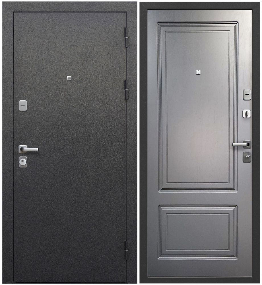 Входная дверь Ferroni Толстяк Букле Черный Ясень Графит Эмаль (960мм) правая  #1