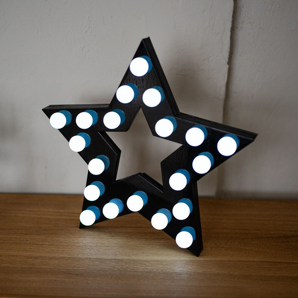 Светильник-ночник Elmarto Звезда, декоративный светодиодный винтажный светильник из ретро лампочек, 30х28 #1