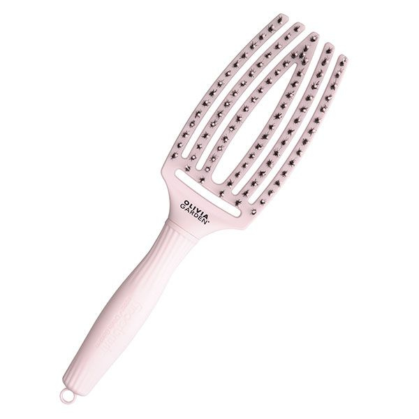 Щетка для волос Fingerbrush Care Iconic Boar&Nylon Pastel Pink M c натуральным ворсом и маленькими шариками #1