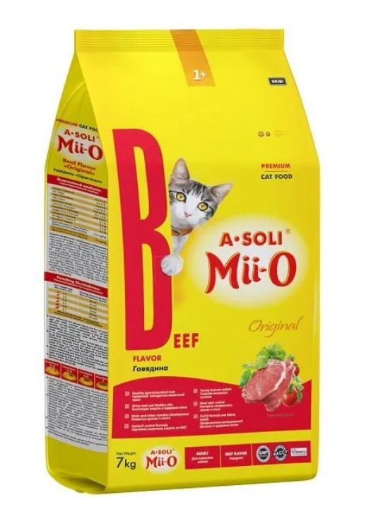 Корм для кошек сухой A-SOLI Mii-O со вкусом говядины, 7 кг #1