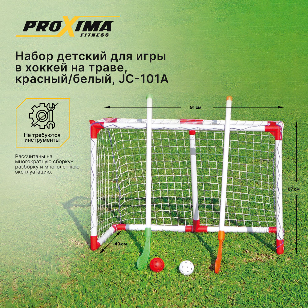 Набор для игры в хоккей на траве ProXima JC-101A детский / ворота 91 х 67 х 49 см, сетка, 2 клюшки, 2 #1