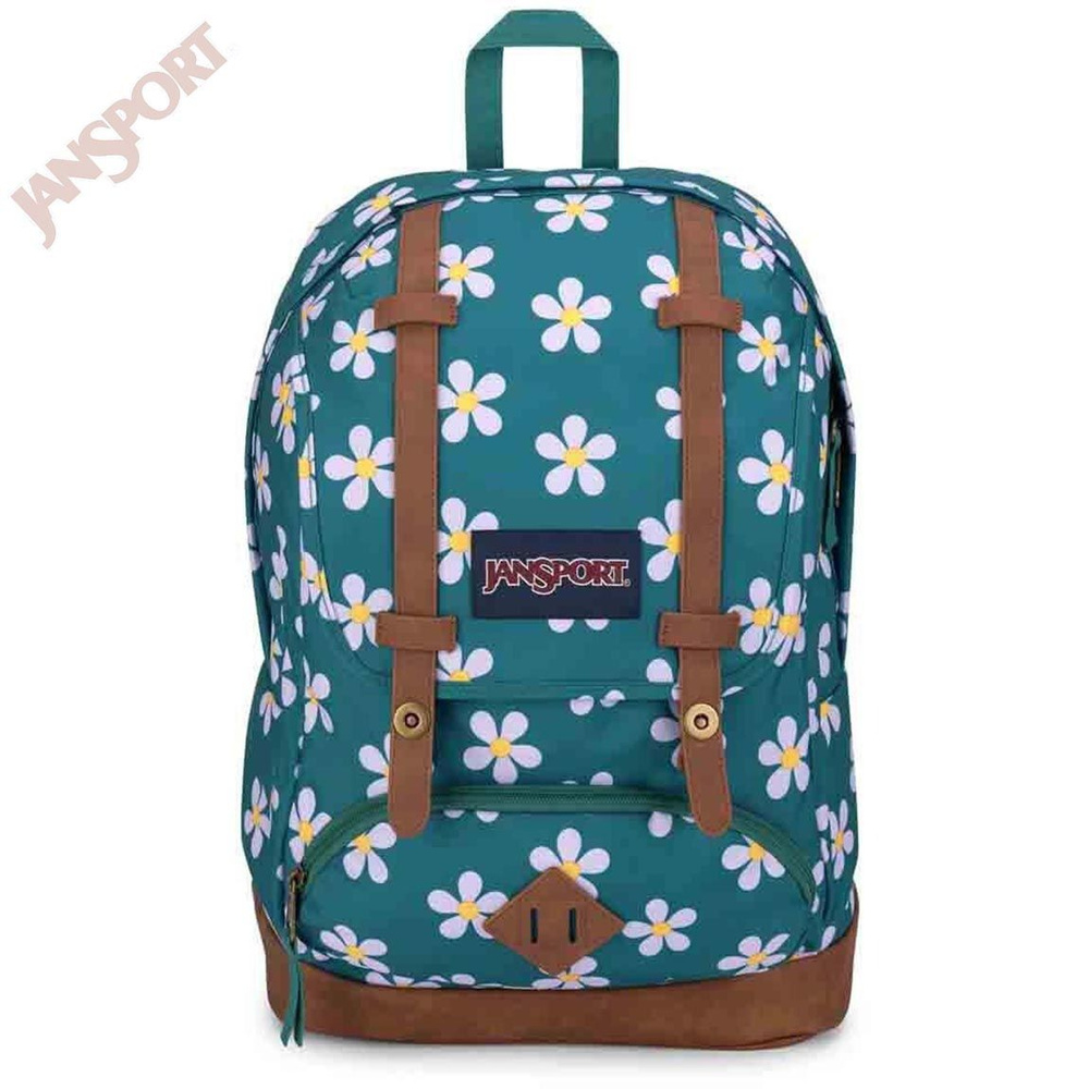 Городской рюкзак JanSport Cortlandt 25L Backpack бирюзовый с принтом цветов ромашки  #1