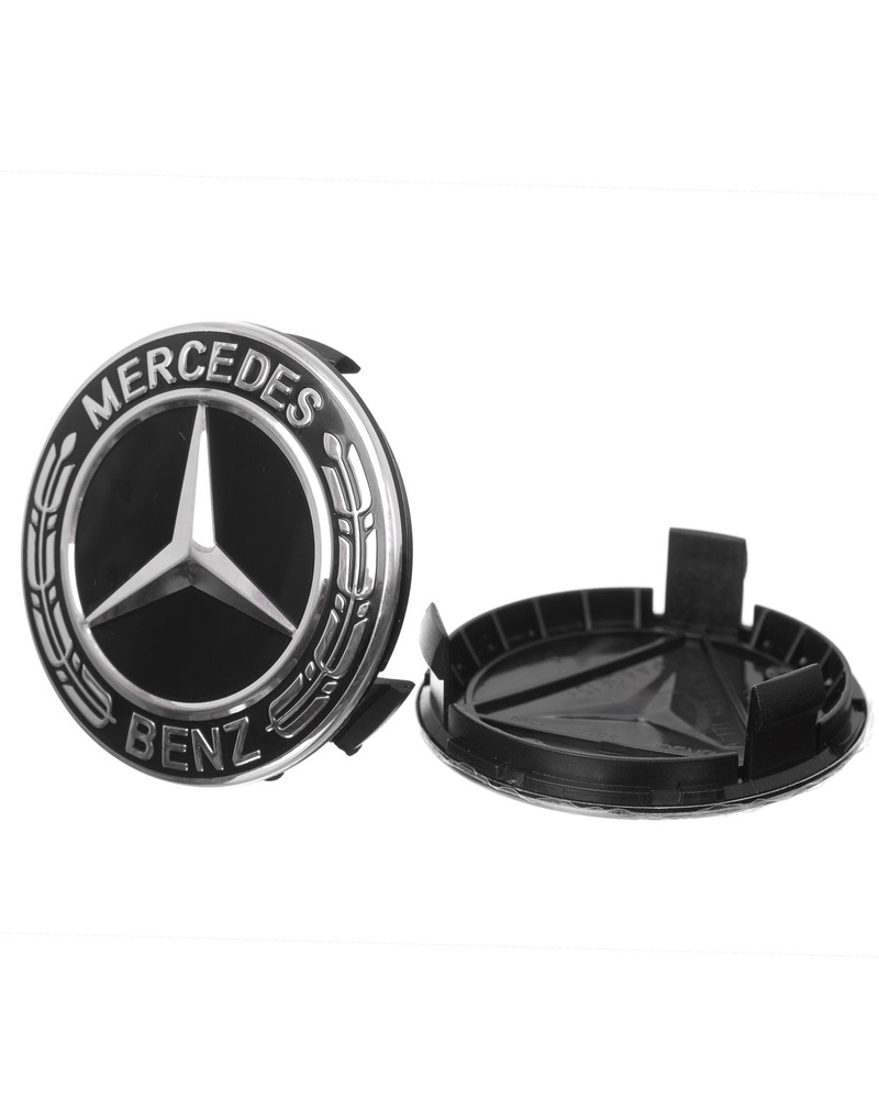 Колпачок ступицы Mercedes BENZ 74/70 черный на черном фоне BC-001b 2 шт.  #1