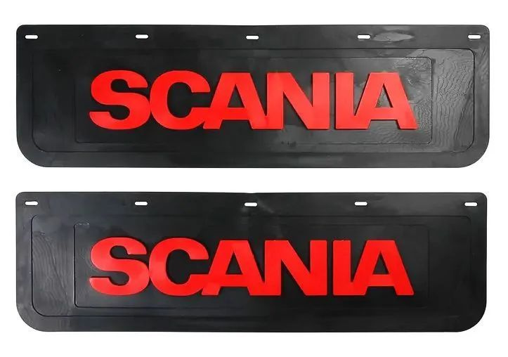 Брызговики черные 180x600 мм с логотипом "SCANIA" красного цвета, (Комплект - 2 шт)  #1