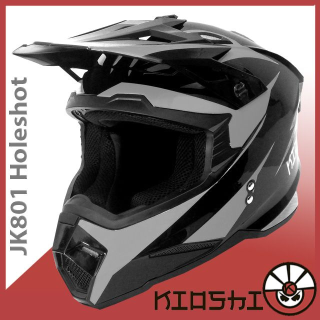 Шлем кроссовый KIOSHI JK801 Holeshot 2XL(63-64) черный серый глянец #1