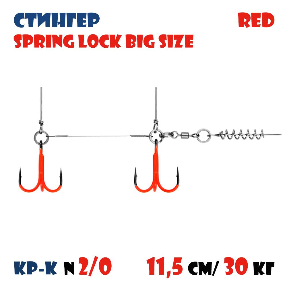 Оснастка стингер цветной для силиконовых приманок Vido-Craft Spring Lock Big Size #XL  #1